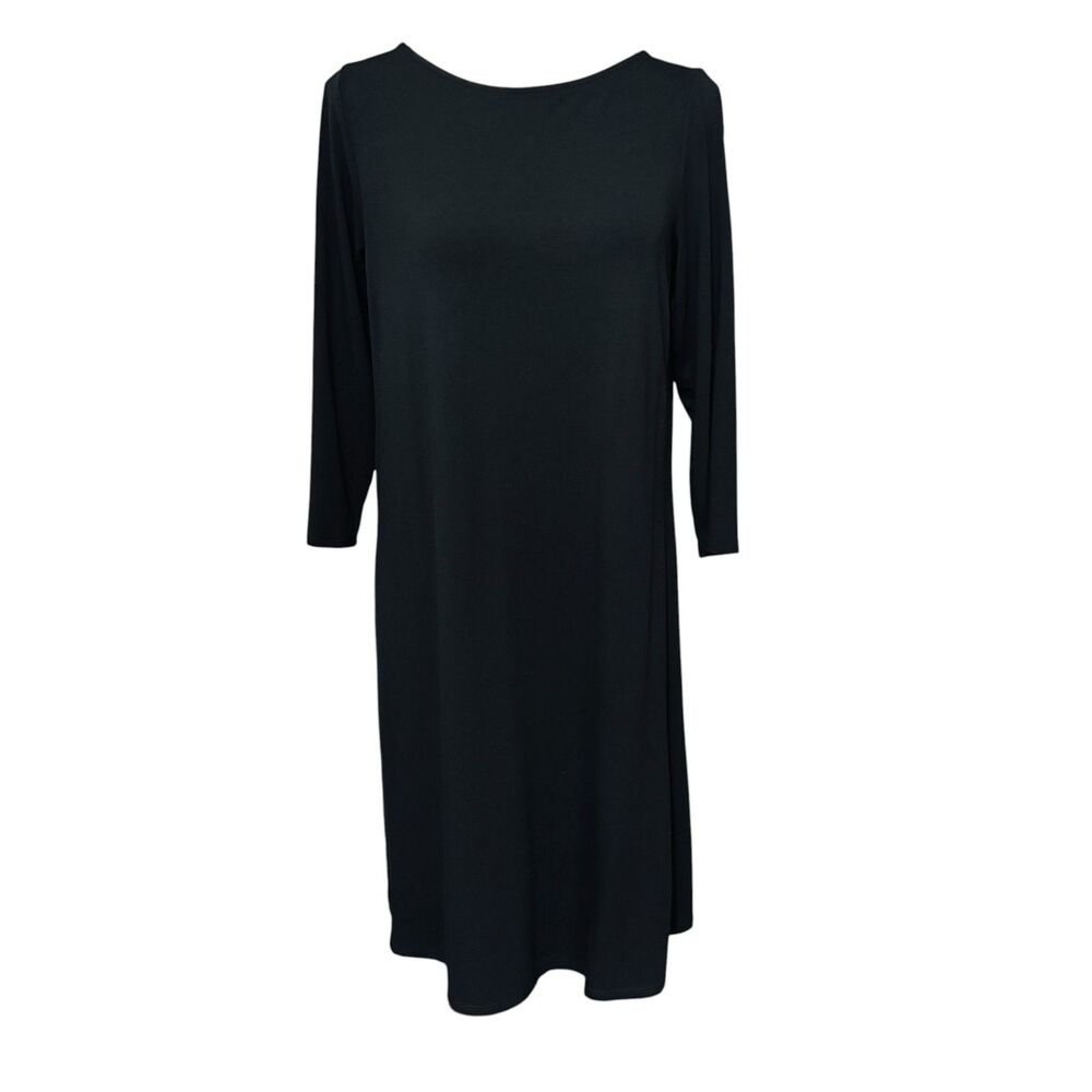 J. Jill Black Stretch Knit Shift Dress Sz XS Long Sleeve